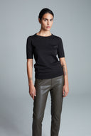 Knit | top | Half - length | cotton knit | Kie | Deep Black - shop_name