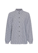 Bluse | Rib Light-Travelqualität | Iwai Diagonal Stripe | diagonal stripe black