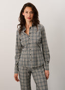 Button - up | Regular Travel Print | Ayaka Closed Print | Grey/ Blue Check - shop_name