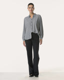 Bluse | Rib Light-Travelqualität | Iwai Diagonal Stripe | diagonal stripe black