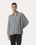 Bluse | Rib Light-Travelqualität | Iwai Diagonal Stripe | diagonal stripe black