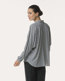Bluse | Rib Light-Travelqualität | Iwai Diagonal Stripe | diagonal stripe black