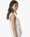 Gilet | Linen Viscose Structure | Mirya | soft white - shop_name
