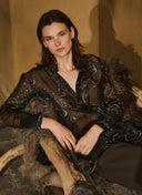 Blouse | Viscose Crepe | Hatyma | Brown Blue Paisley - shop_name