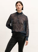 Blouse | Viscose Crepe | Kirika | black blue paisley - shop_name