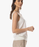Strick | Leinen-Baumwolle Rec. Pol. | Ouka | white linen