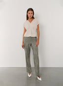 Hose | Regular-Travelqualität mit Print | Taro Dessin | Dusky Green Structure