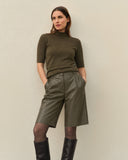 Short | Vegan Leather | Kaori | Khaki Green