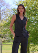 Top | Linen | Elwy | Black linen - shop_name