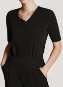 V-neck | T-shirt | Travel Qualität | Lyo | Deep Black