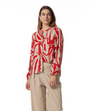 Bluse | Viskose | Tokiwa | Spiaggia Red block