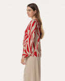 Bluse | Viskose | Tokiwa | Spiaggia Red block