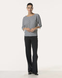 Top | Rib Light-Travelqualität | Nariko Diagonal Stripe | diagonal stripe black