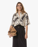 Bluse | Satin-Viskose mit Dessin | Patani Dessin | Ink Blossom