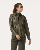 Blouse | Vegan Leather | Akita | Khaki Green