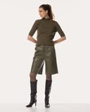Shorts | Vegan Leather | Kaori | Khaki Green