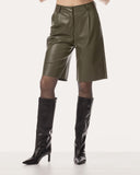 Shorts | Vegan Leather | Kaori | Khaki Green