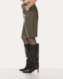 Shorts | Vegan Leather | Kaori | Khaki Green