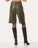 Shorts | Vegan Leather | Kaori | Khaki Green