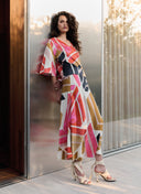 Rok | Satijn viscose dessin | Mitsuki | Colorfull Blocks